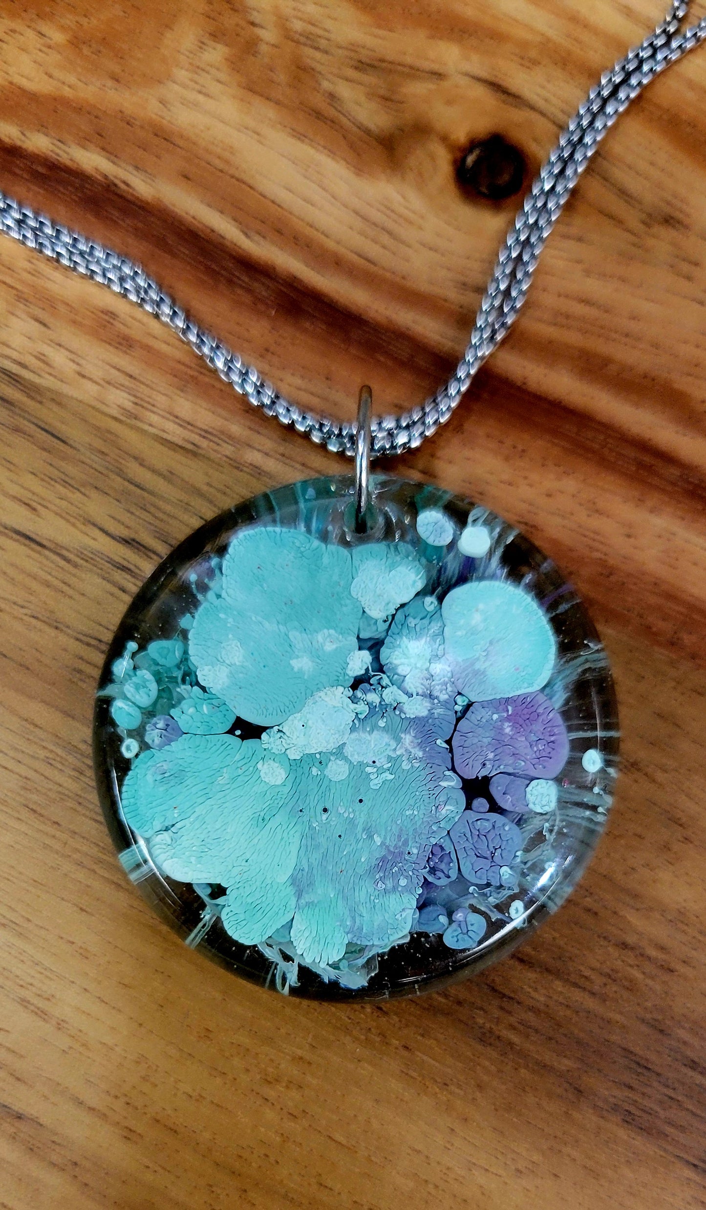 Purple and Turquoise Petri Pendant Necklace